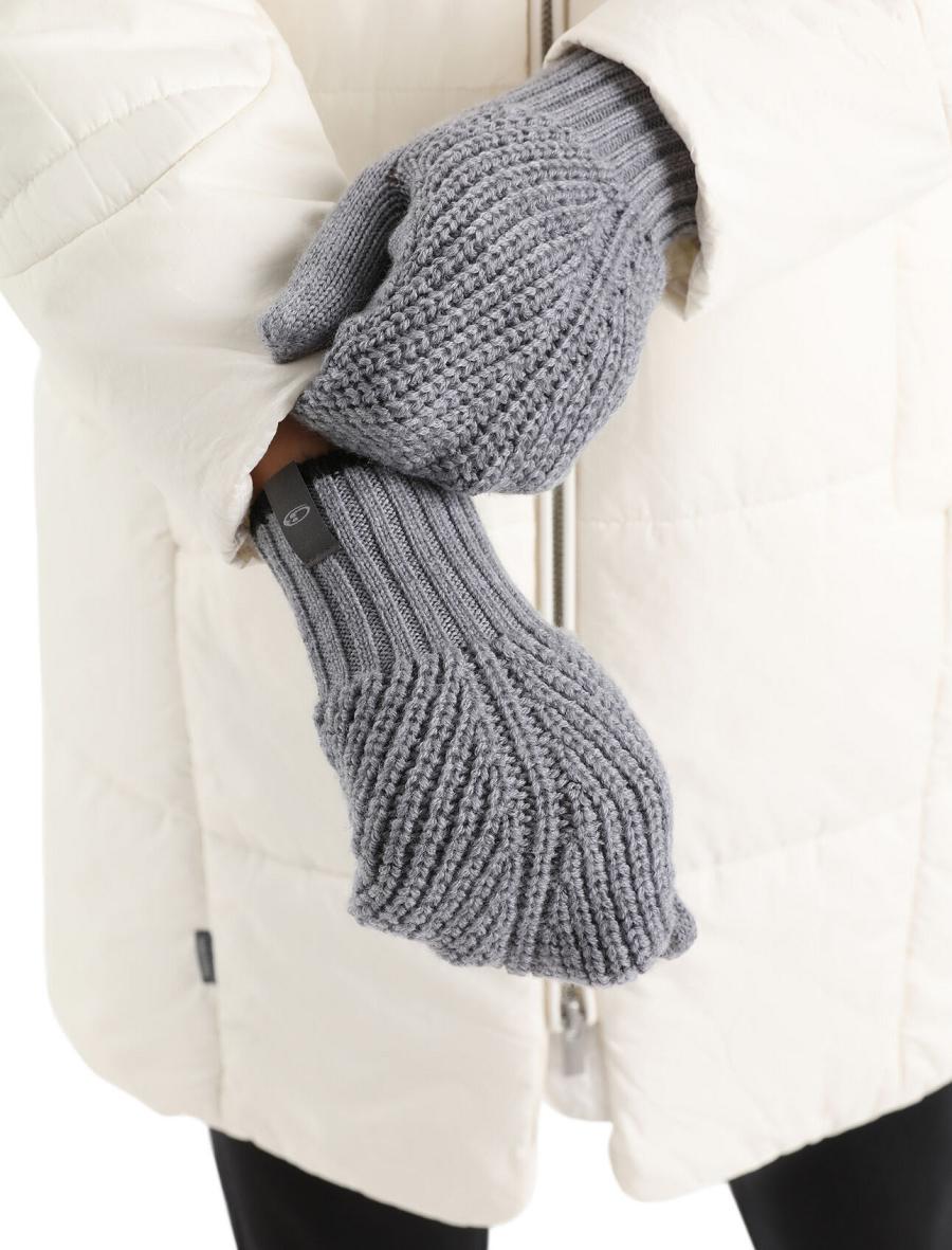 Icebreaker Unisex Merino Waypoint Mittens Férfi Kesztyű Szürke Fekete | HU 1062ZUTG